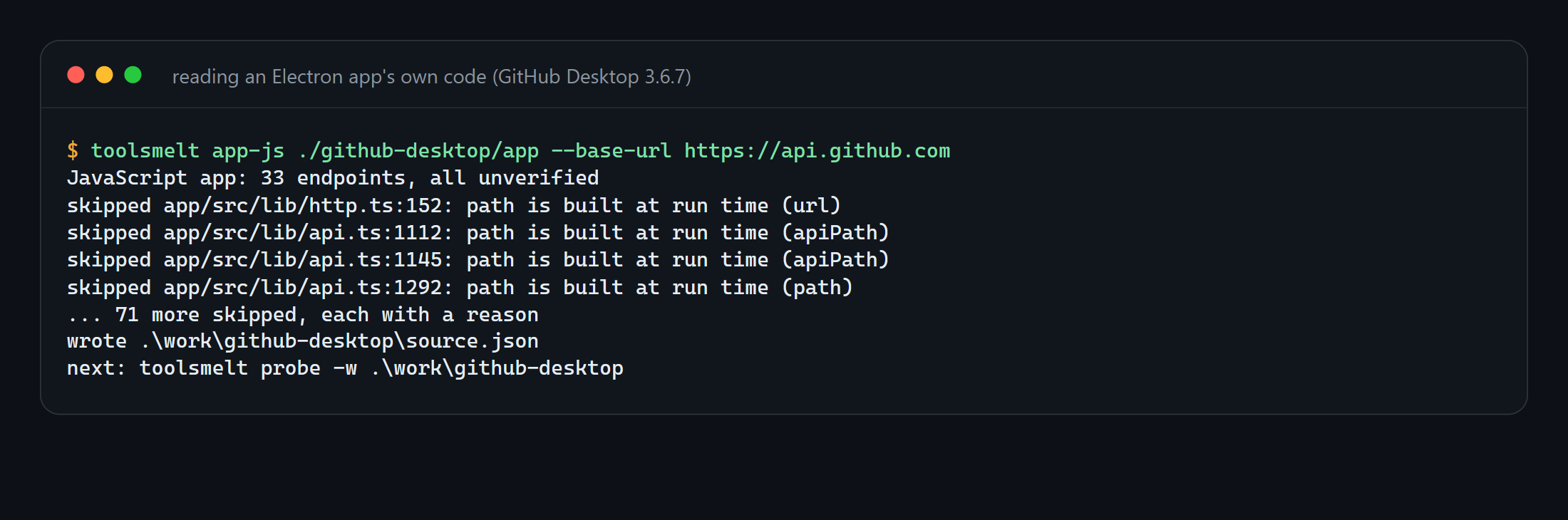 toolsmelt app-js reading an Electron app's own code