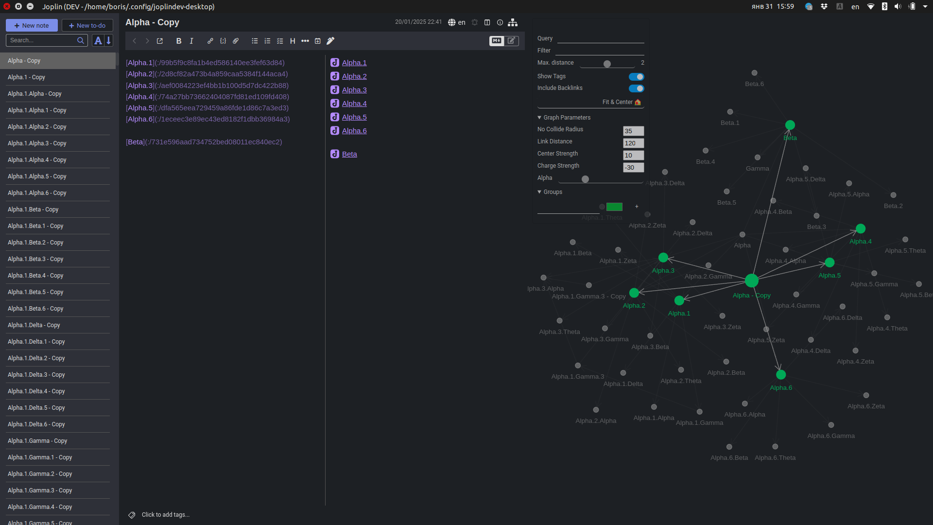 Adjust forces, highlight nodes on hover