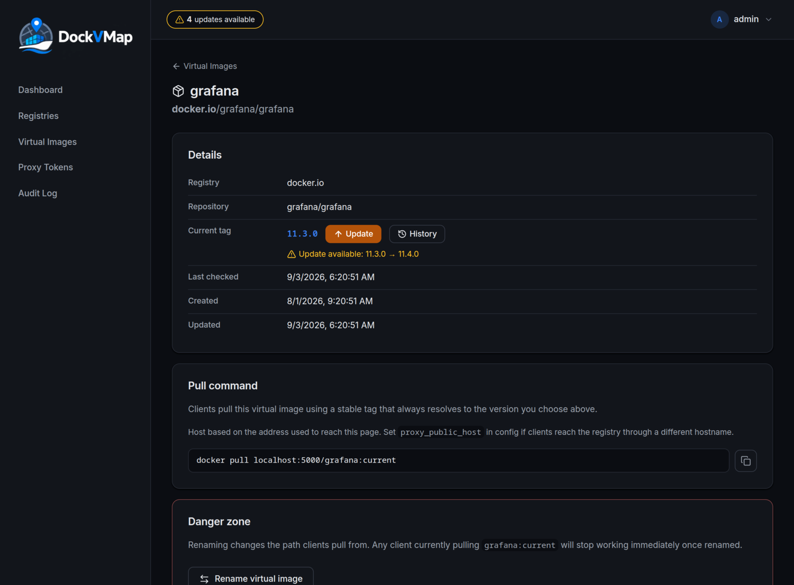 Virtual image details page