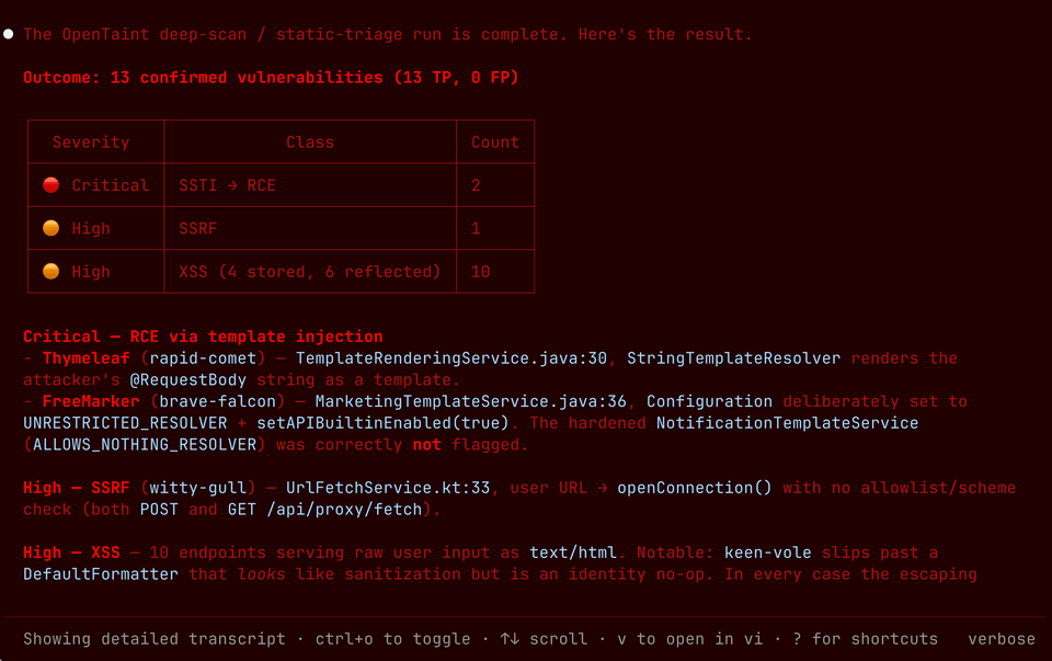 OpenTaint taint analysis demo