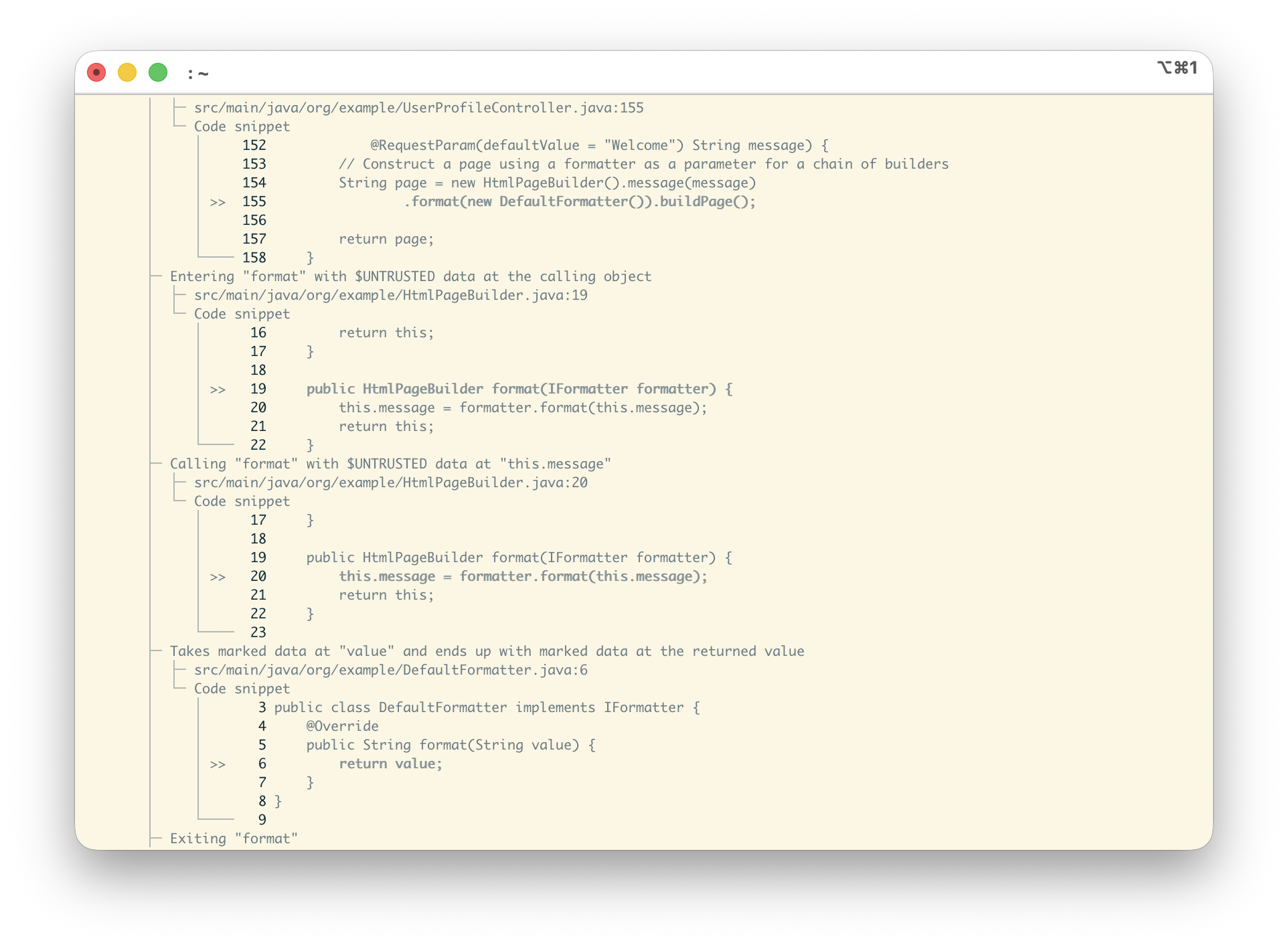 OpenTaint summary output