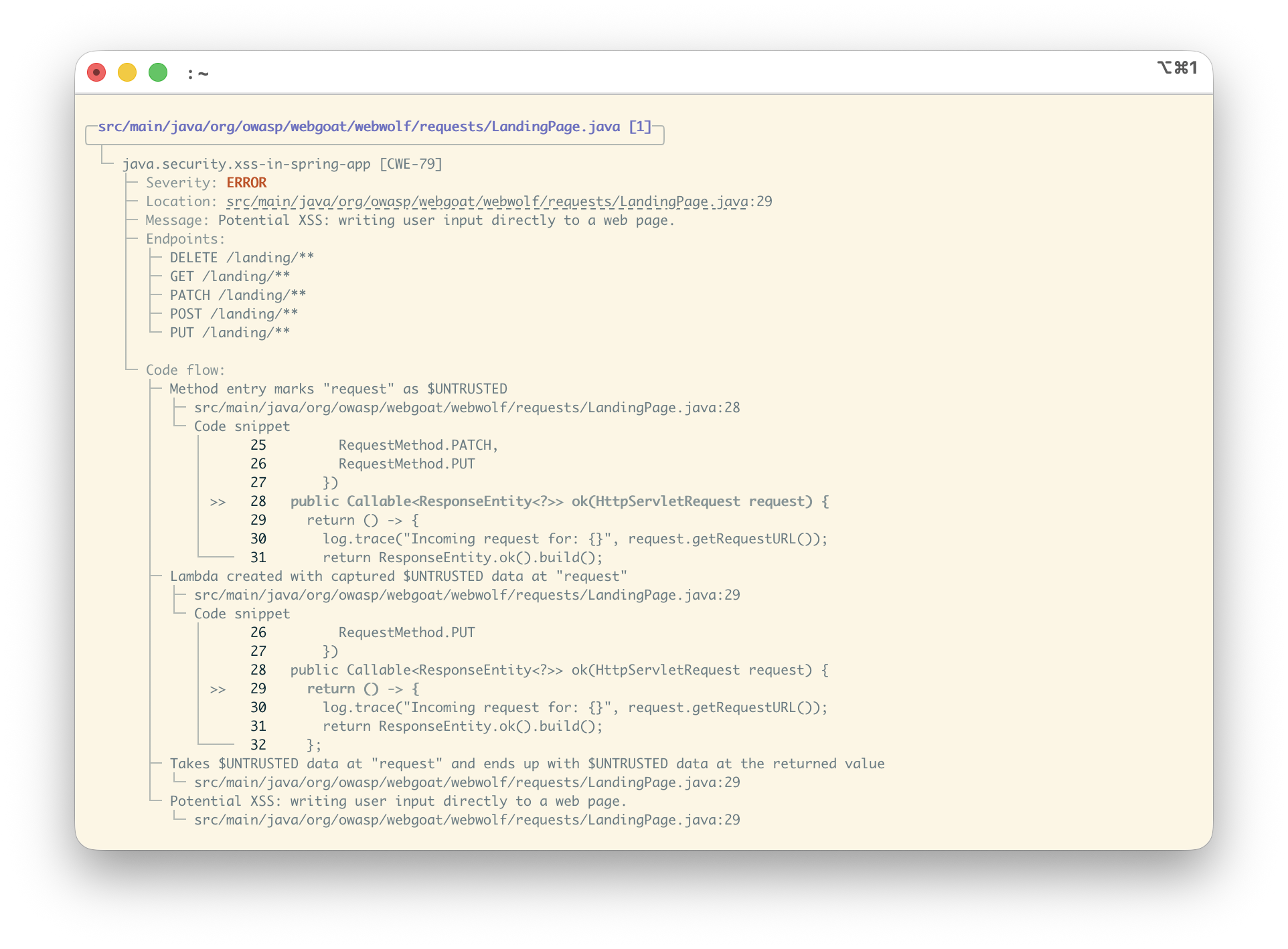 OpenTaint summary output