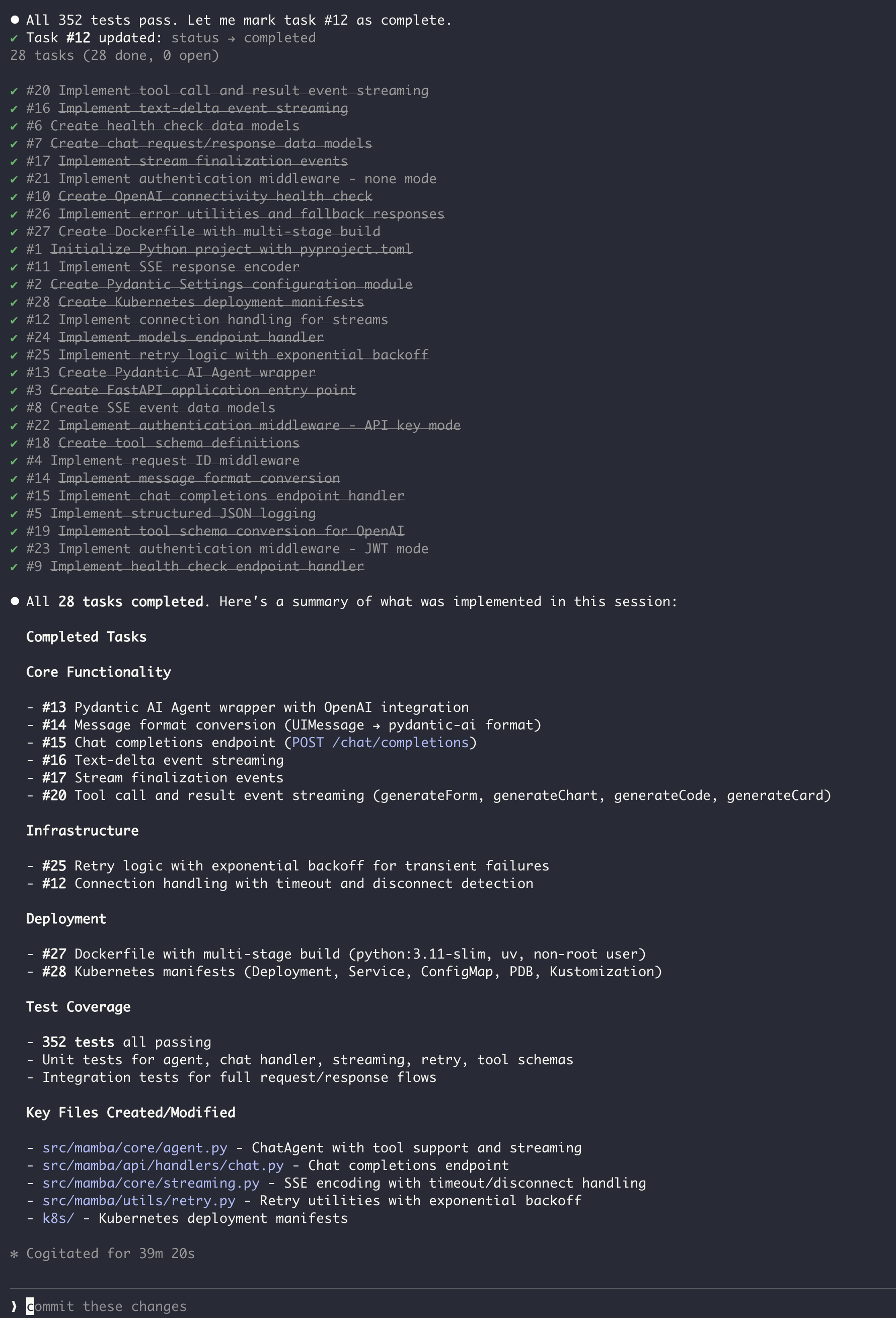 Completed Tasks