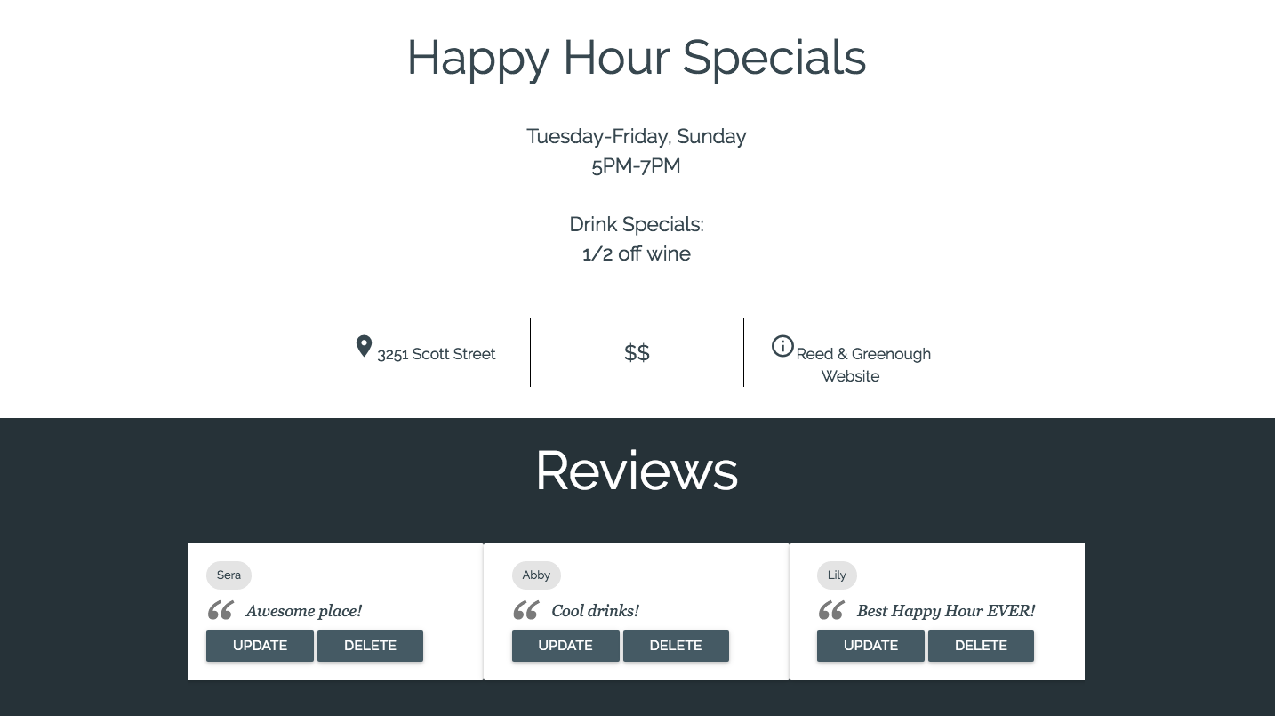 Happy Hour Info Screenshot