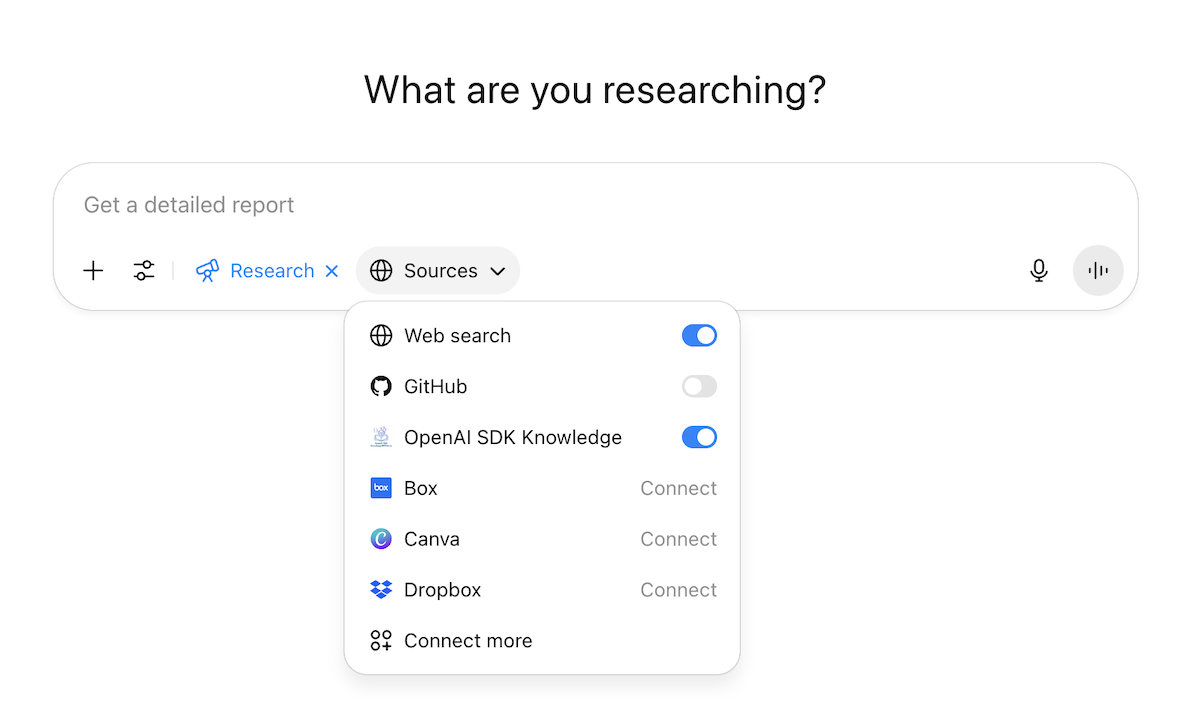 Use the connector in Deep Research