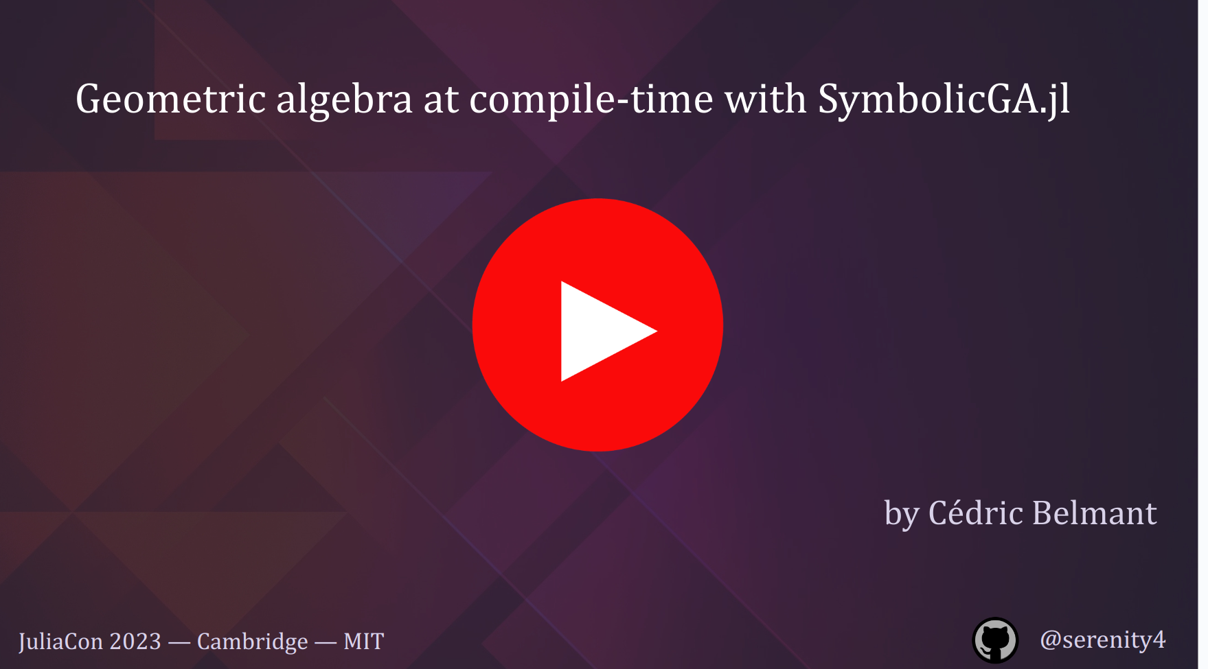 Geometric Algebra at compile-time with SymbolicGA.jl