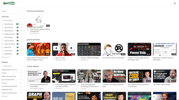 Yarrtube web UI screenshot