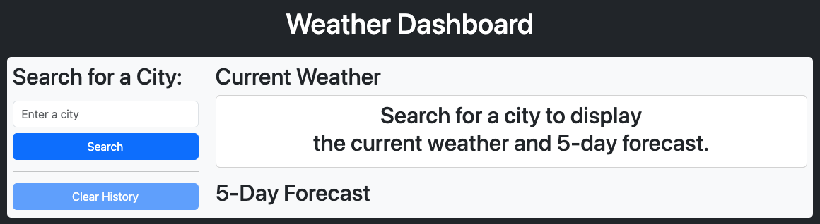 Weather Dashboard Home