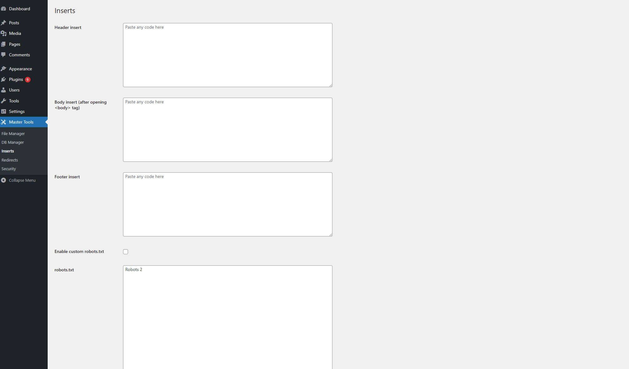 Code Inserts