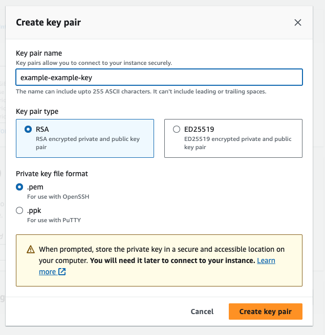 key pair type