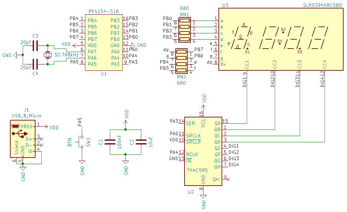 Pdk digital clock, from the project README