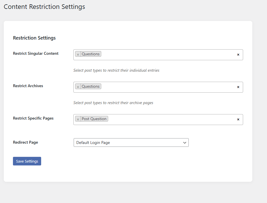 "Settings Page"