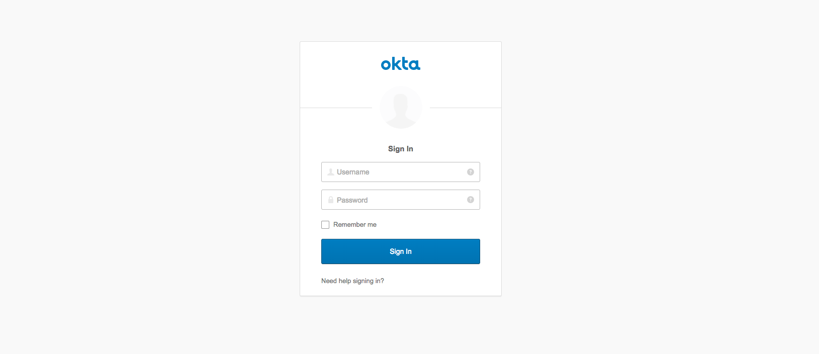 Okta Login Form