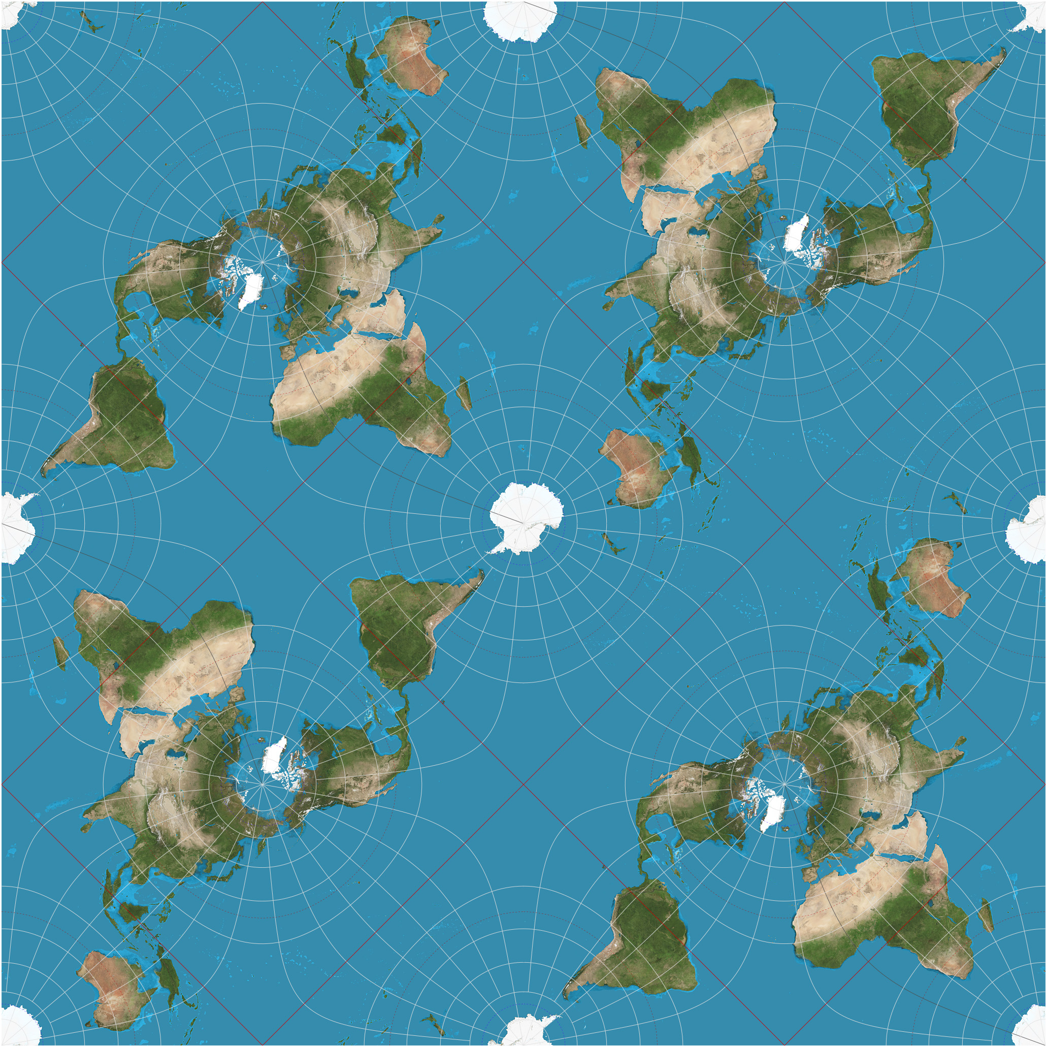 Tessellated Peirce quincuncial projection from Wikipedia