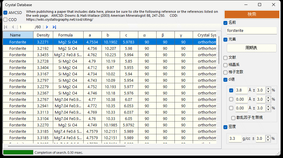 結晶データベース
