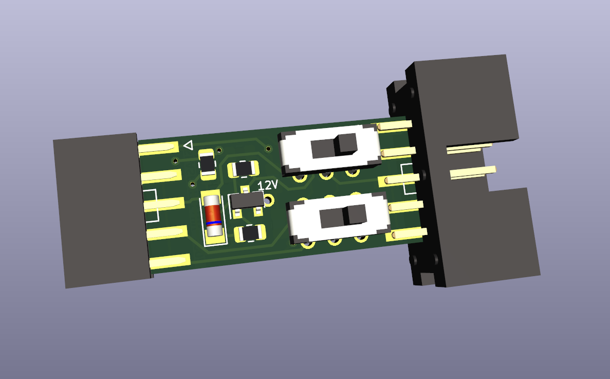 A KiCad render of the HVTPI PCB
