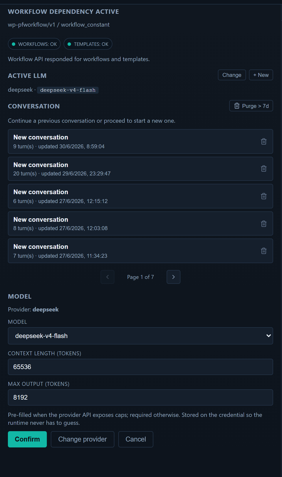 Choose the model for a conversation