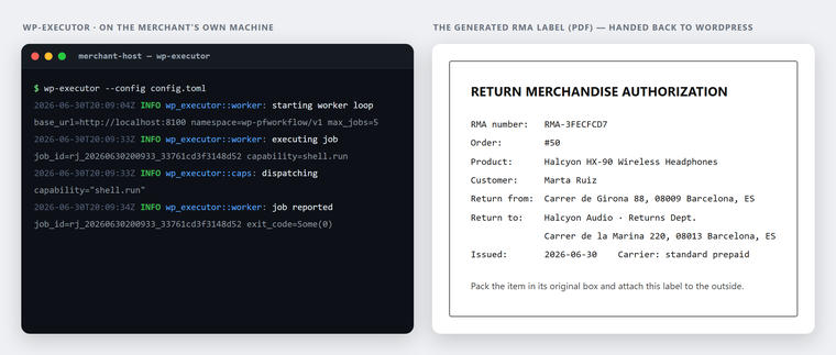 wp-executor generates a file on your own machine