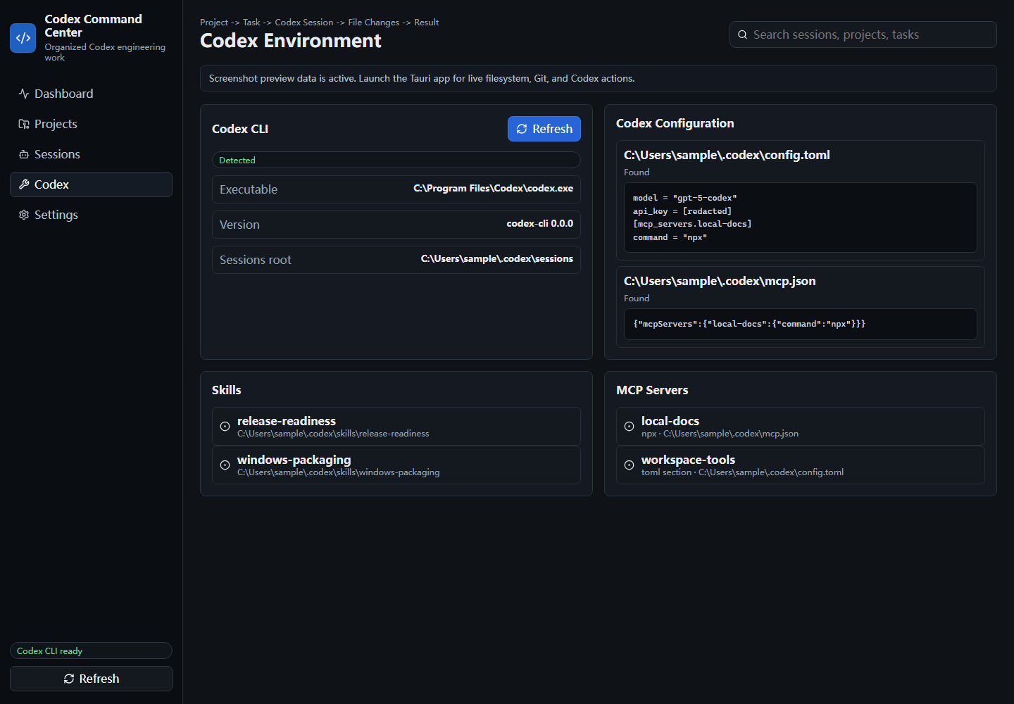 Codex environment