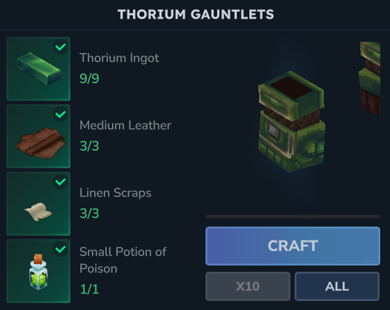 Armor Bench Thorium Hands