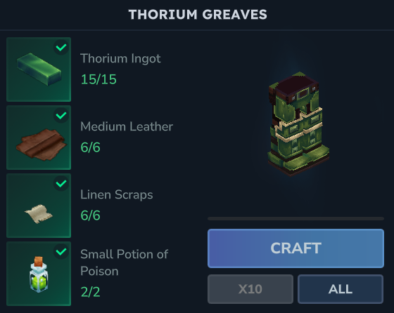 Armor Bench Thorium Legs