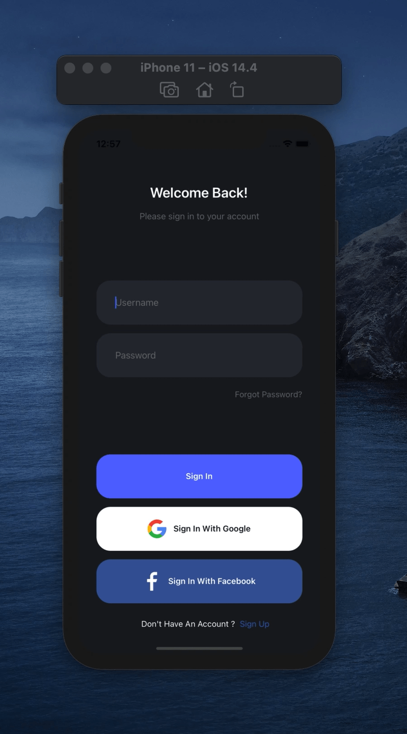 React Native Social Login Screen