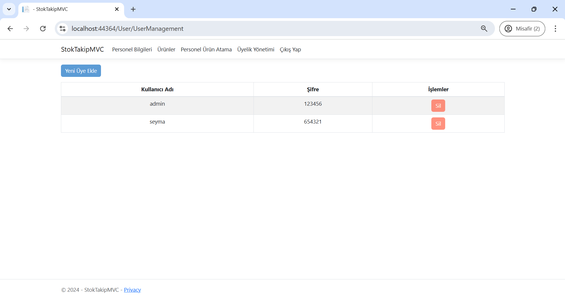 GitHub - nalbantseymaa/StokTakipMVC: Contains readme file only · GitHub