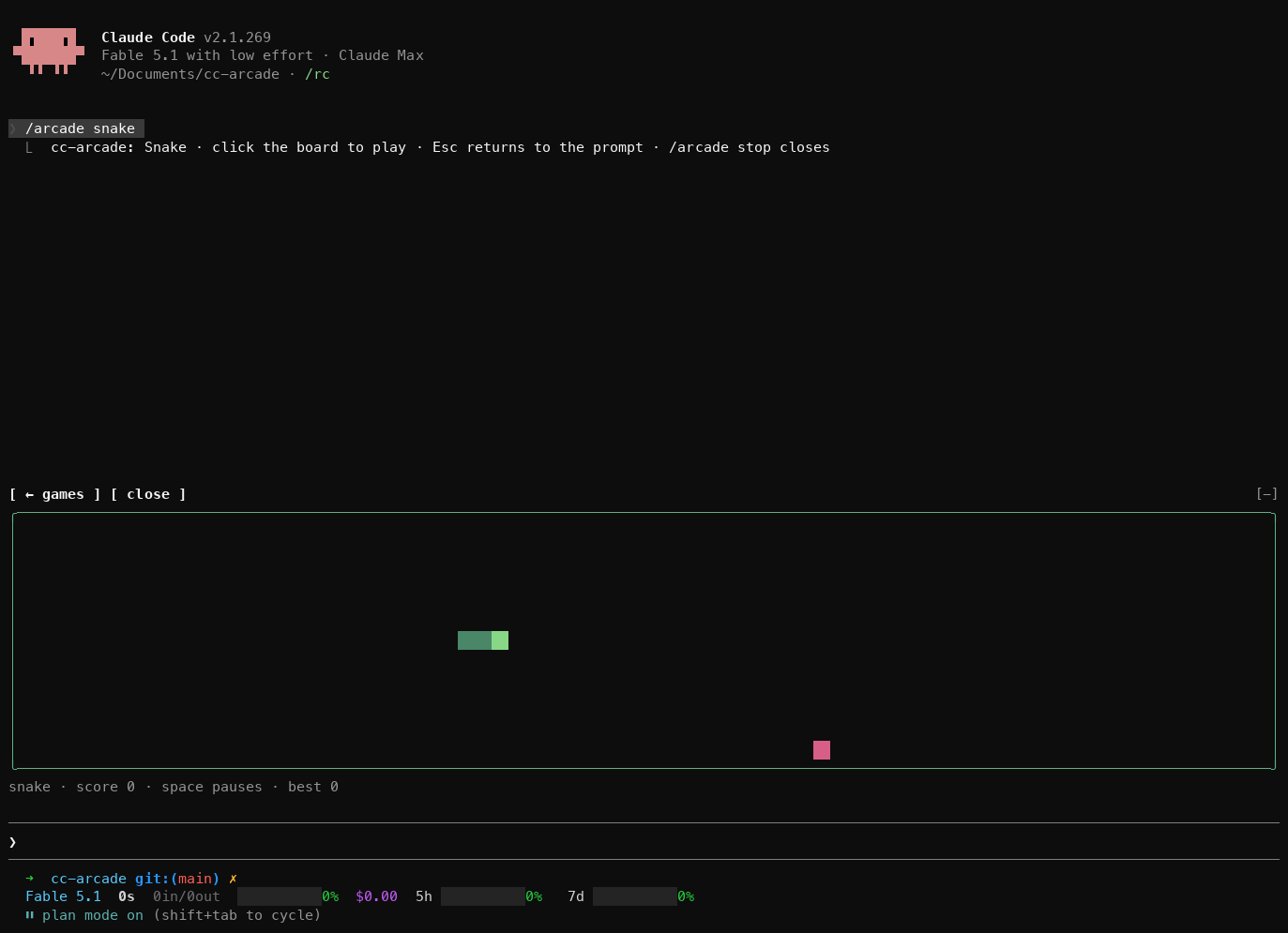 Snake above the prompt, a few moves in