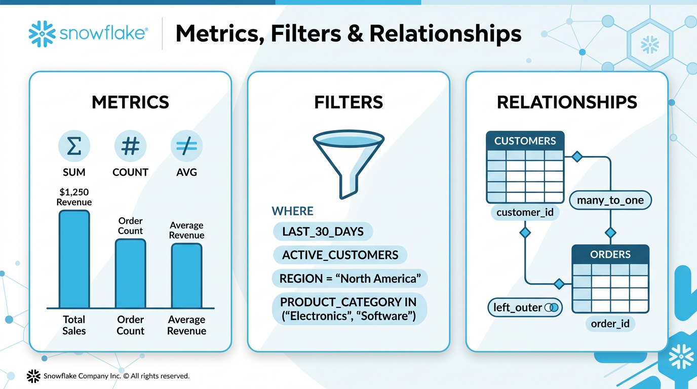 Metrics, Filters and Relationships
