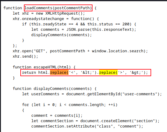 stored dom-xss code replace