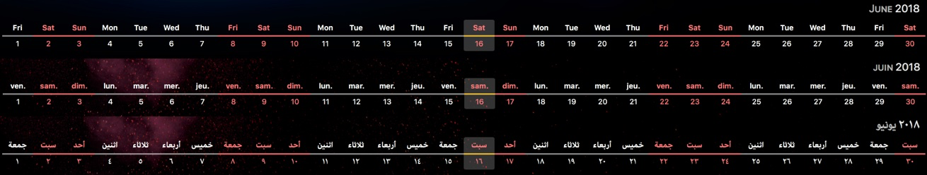 Horizontal Calendar