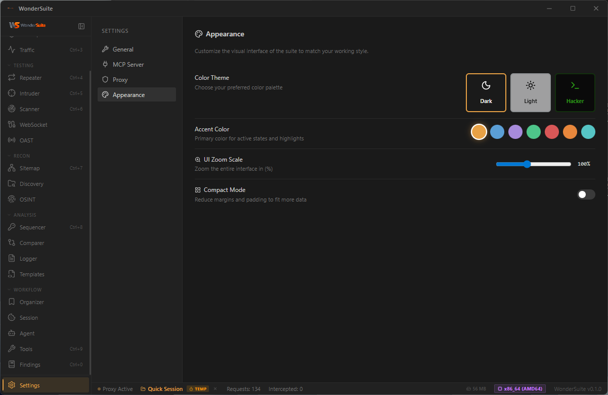 Settings Appearance