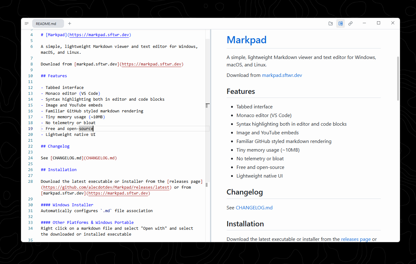Markpad in light mode