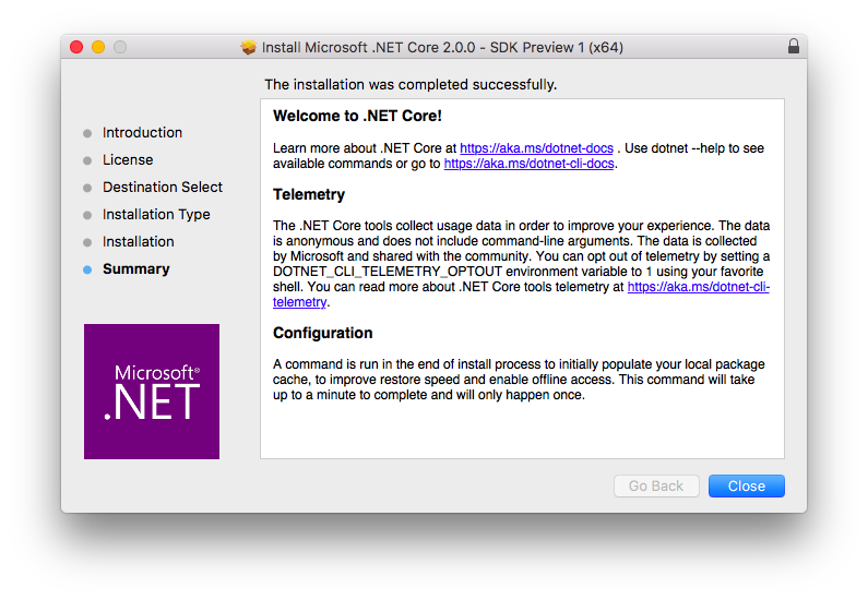 Installing .NET Core 2 Preview on macOS