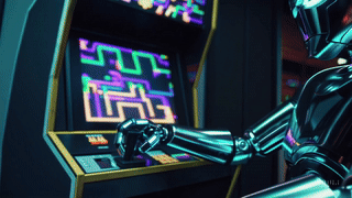 Robot jugando al Pac-Man