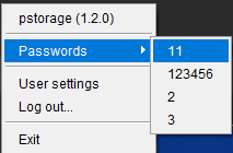 System tray menu