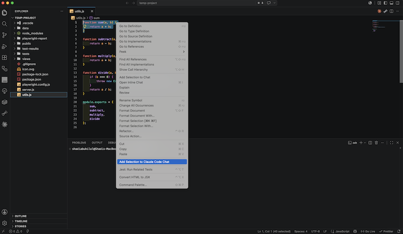 Add code selections and lines