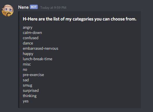 !nene categories