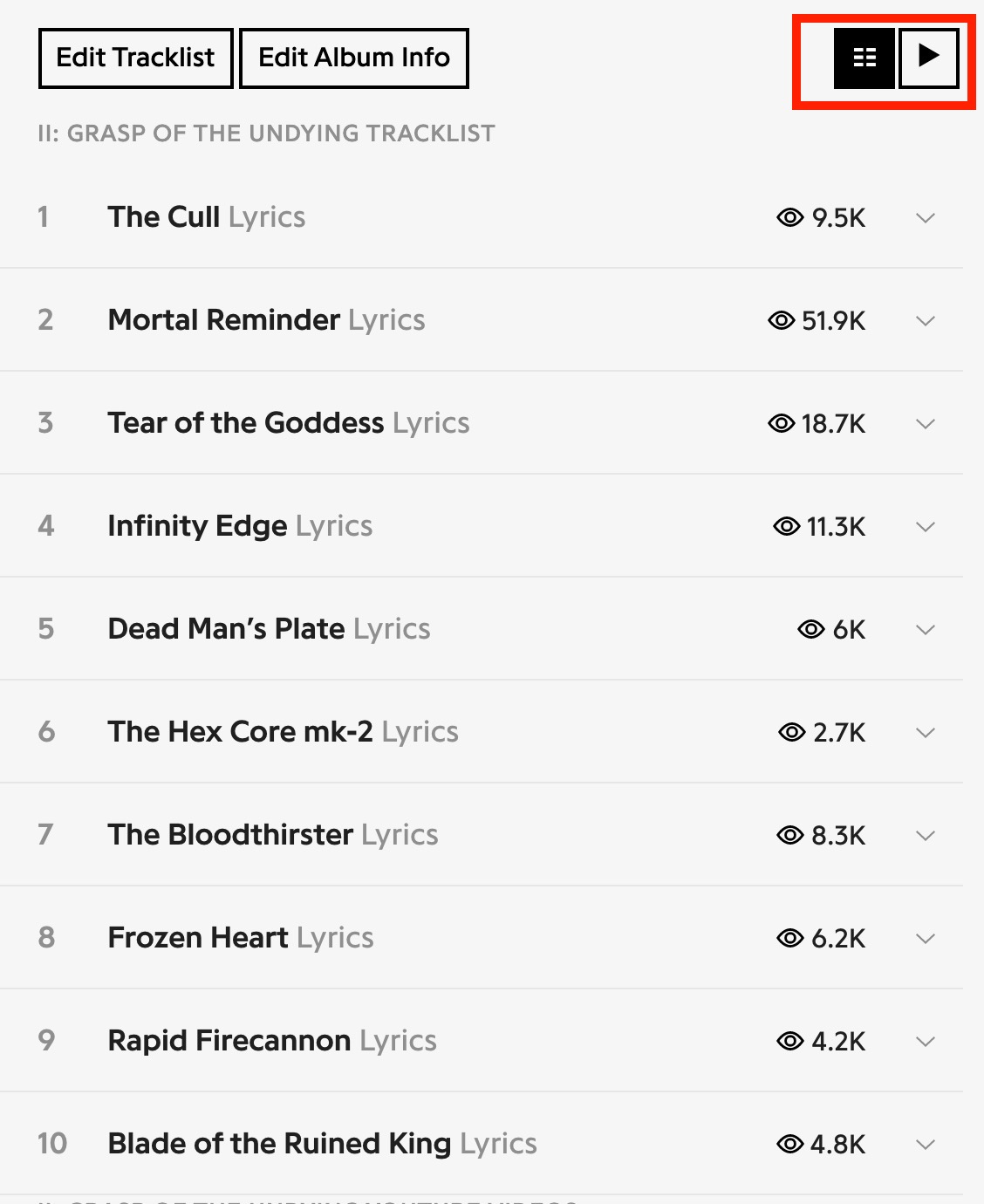 Album tracklist