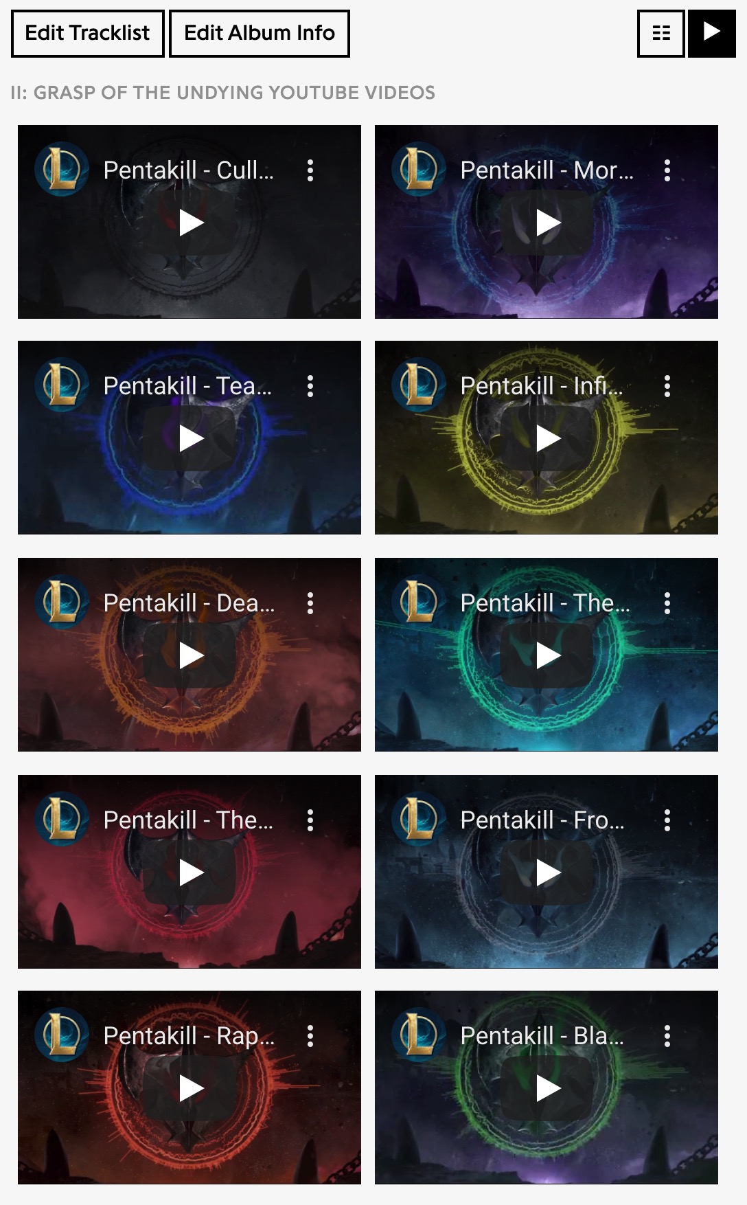 Album YouTube videos