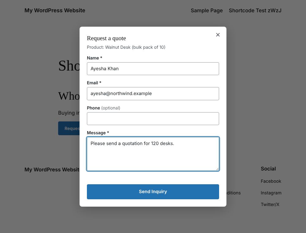 Quote request form