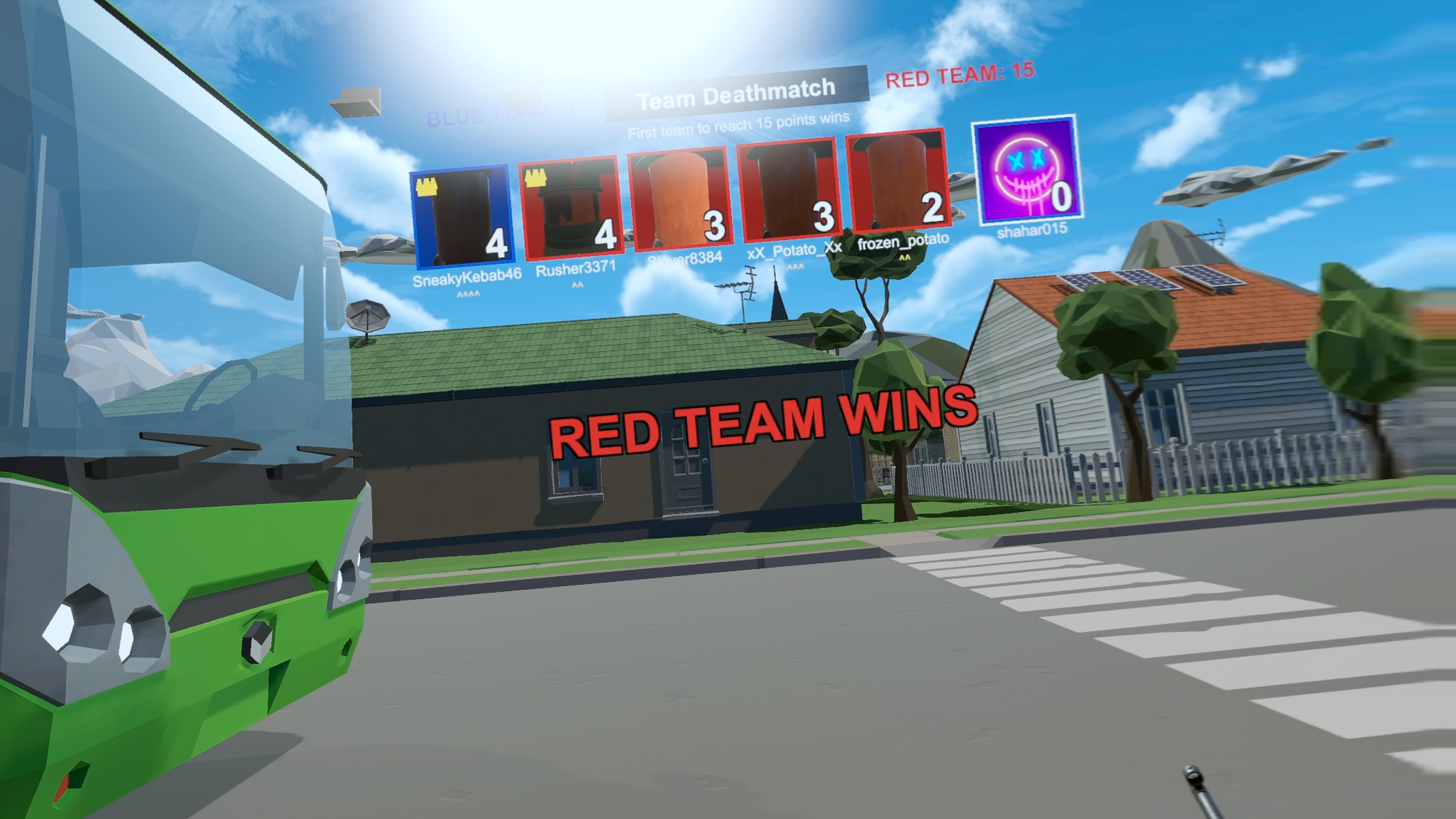 Red team hits the points target — victory banner before the round ends