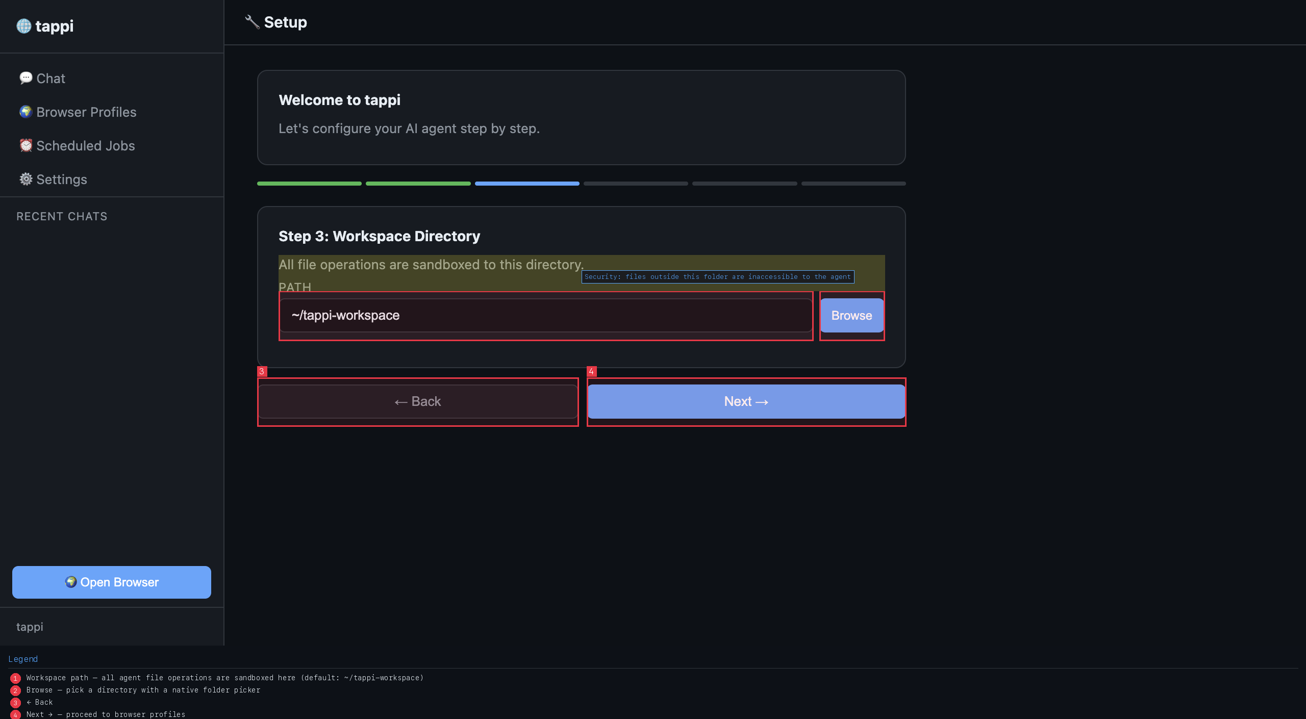 Workspace directory picker