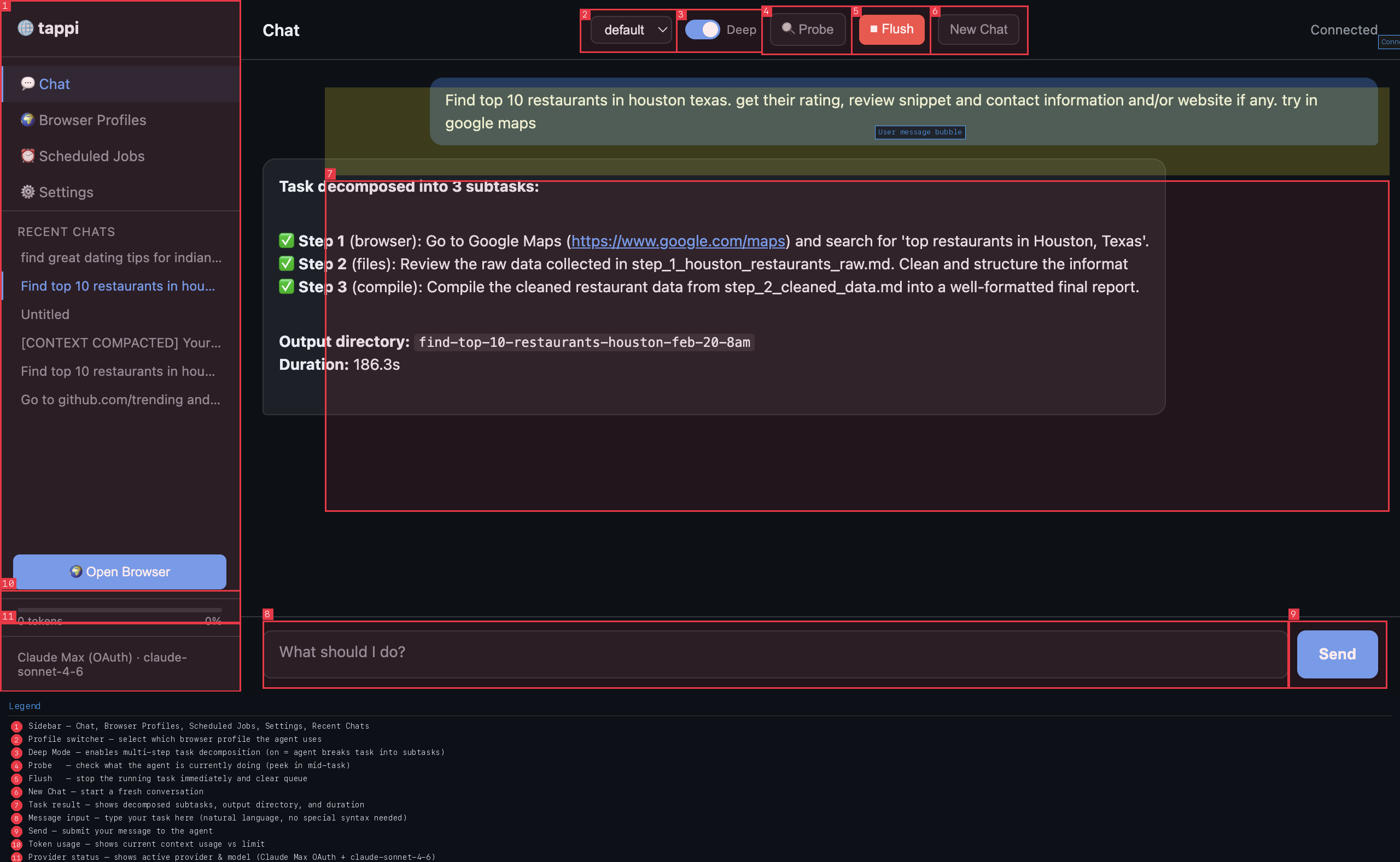 Chat Interface — annotated overview