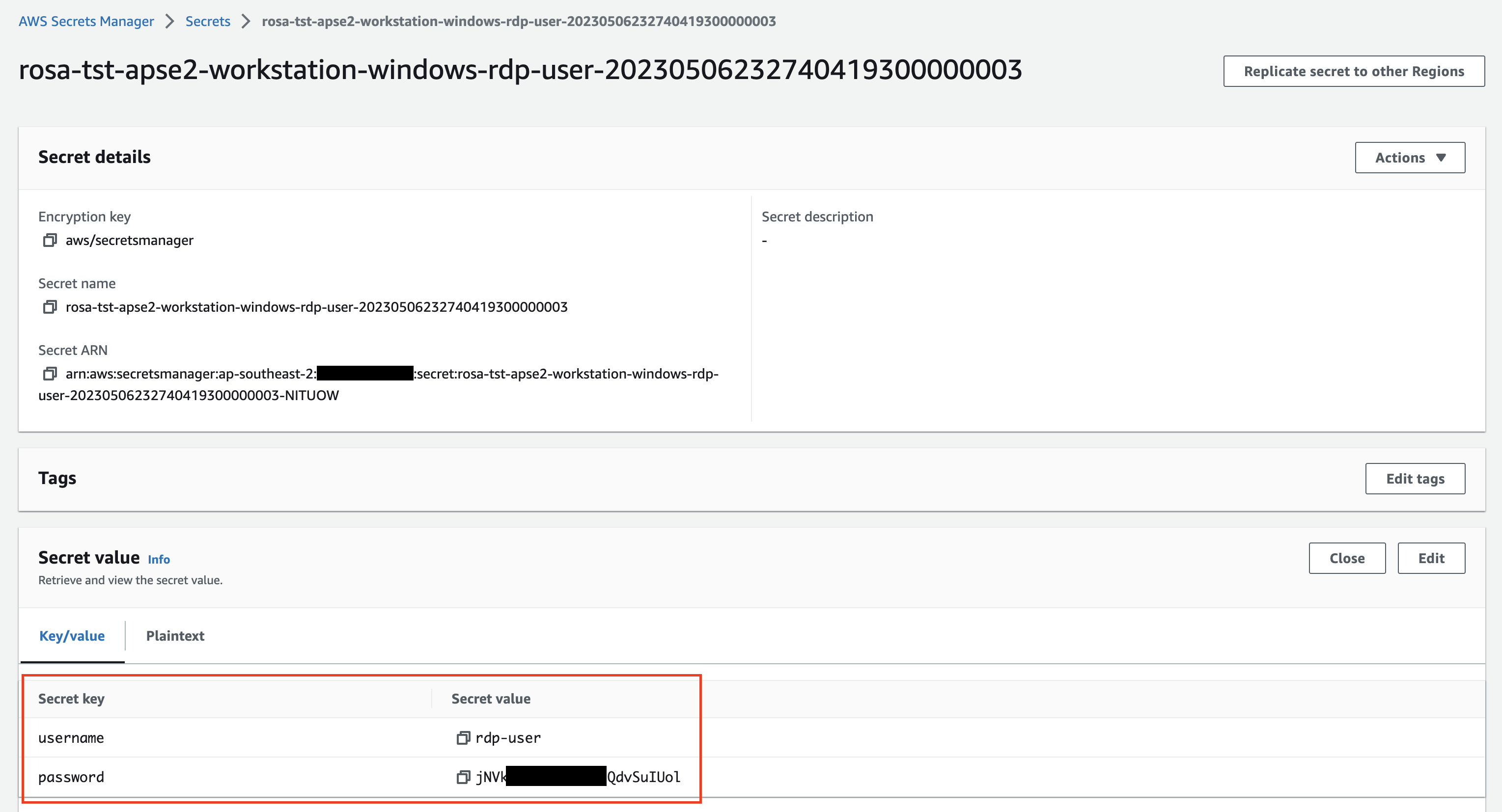 Windows Workstation rds-user secret