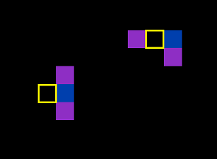 Dead cells with three living neighbors