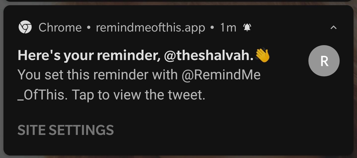 Reminder notification on Twitter