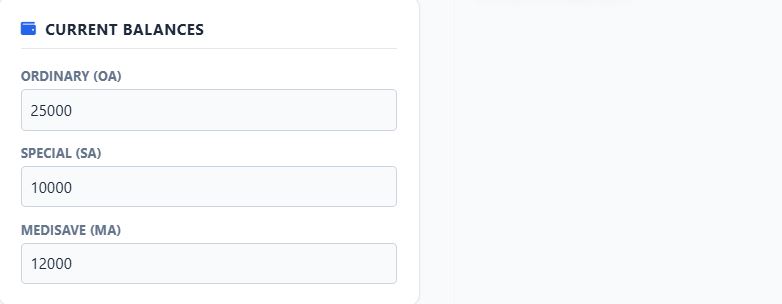 Current Balances Inputs