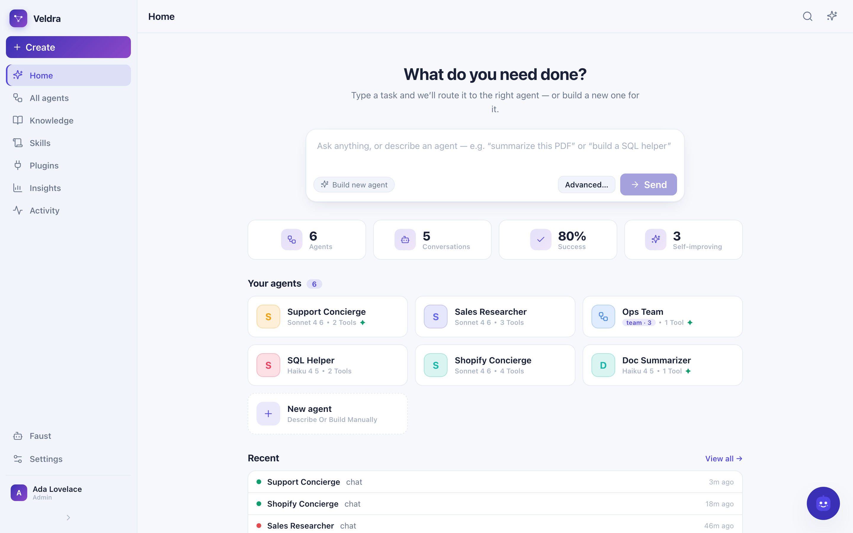 Home dashboard