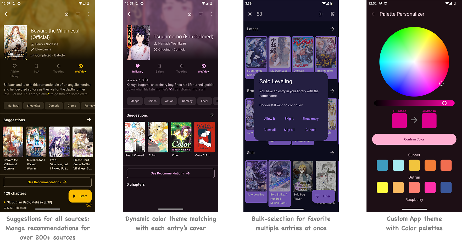 screenshots of app